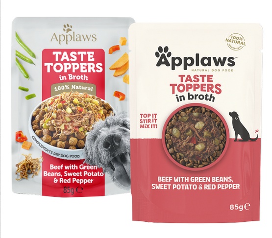 Applaws Taste Toppers Saszetka dla psa - wołowina, zielony groszek, bataty i czerwona papryka w sosie 85g