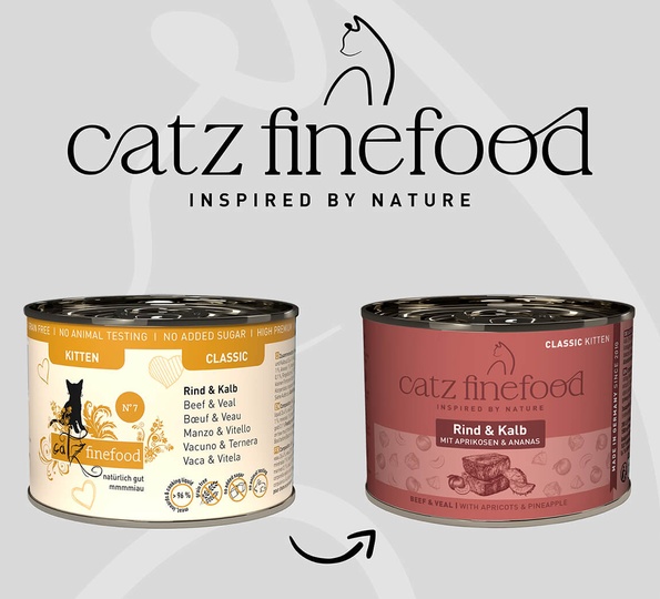 Catz Finefood Classic Kitten Wołowina i cielęcina (Kitten N.07) puszka 200g