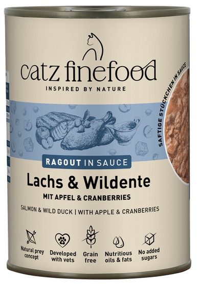 Catz Finefood Ragout in Sauce Łosoś i Dzika Kaczka (N.605) puszka 380g