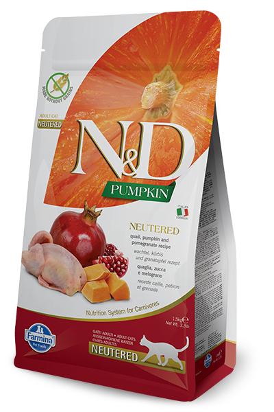Farmina N&D Pumpkin Feline Neutered Recipe Quail Pumpkin&Pomegranate 1,5kg