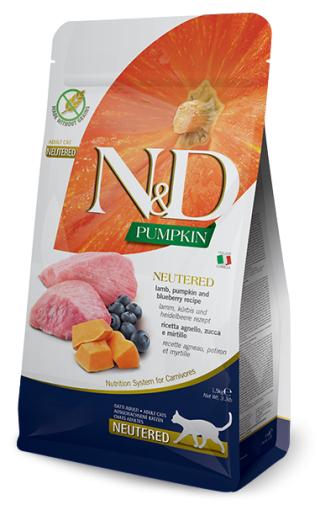 Farmina N&D Pumpkin Feline Lamb & Blueberry Neutered Adult 300g