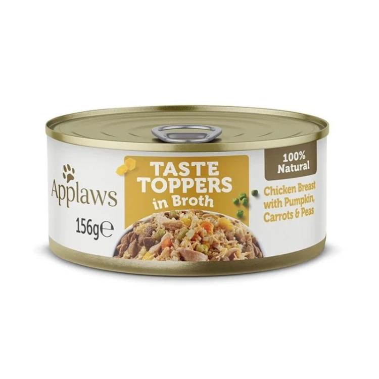 Applaws® Taste Toppers Naturalna Mokra Karma Dla Psów Kurczak Z Dynią, Marchewką I Groszkiem W Bulionie 156 G Puszka