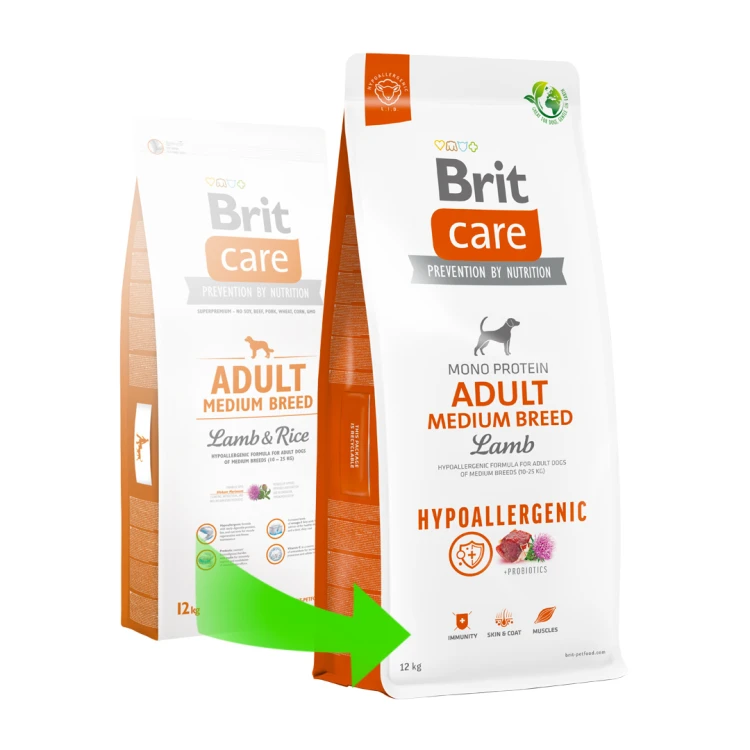 Brit Care Hypoallergenic Adult Medium Breed Jagnięcina I Ryż 12kg + 2kg